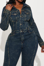 Washed Long Sleeve Denim Jumpsuit LavishDaily