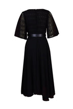 Square Neckline Lace Sleeve Midi Party Dress Lavish Daily