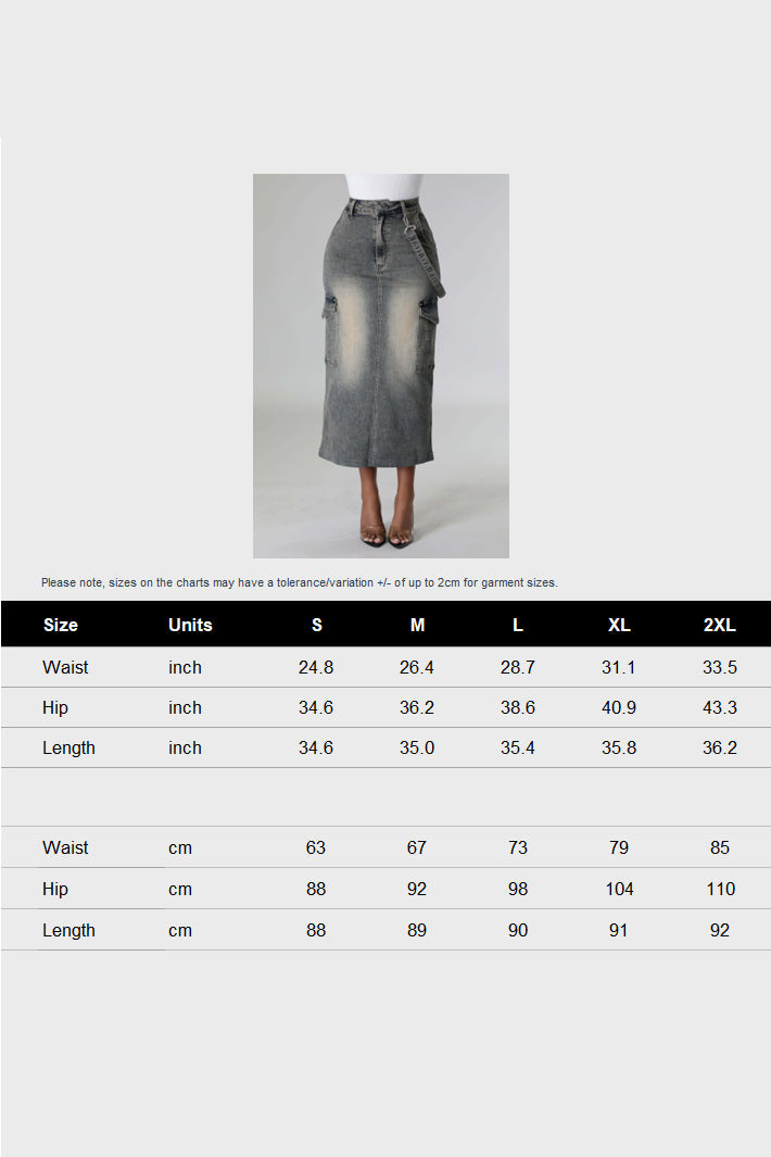 Denim Cargo Skirt Lavish Daily