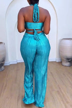 Tie-wrap Halter Backless Pant Sets Lavish Daily