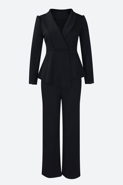 Lapel Blazer & Pants Set Lavish Daily