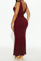 High-Waist Rhinestone Maxi Dress Lavish Daily