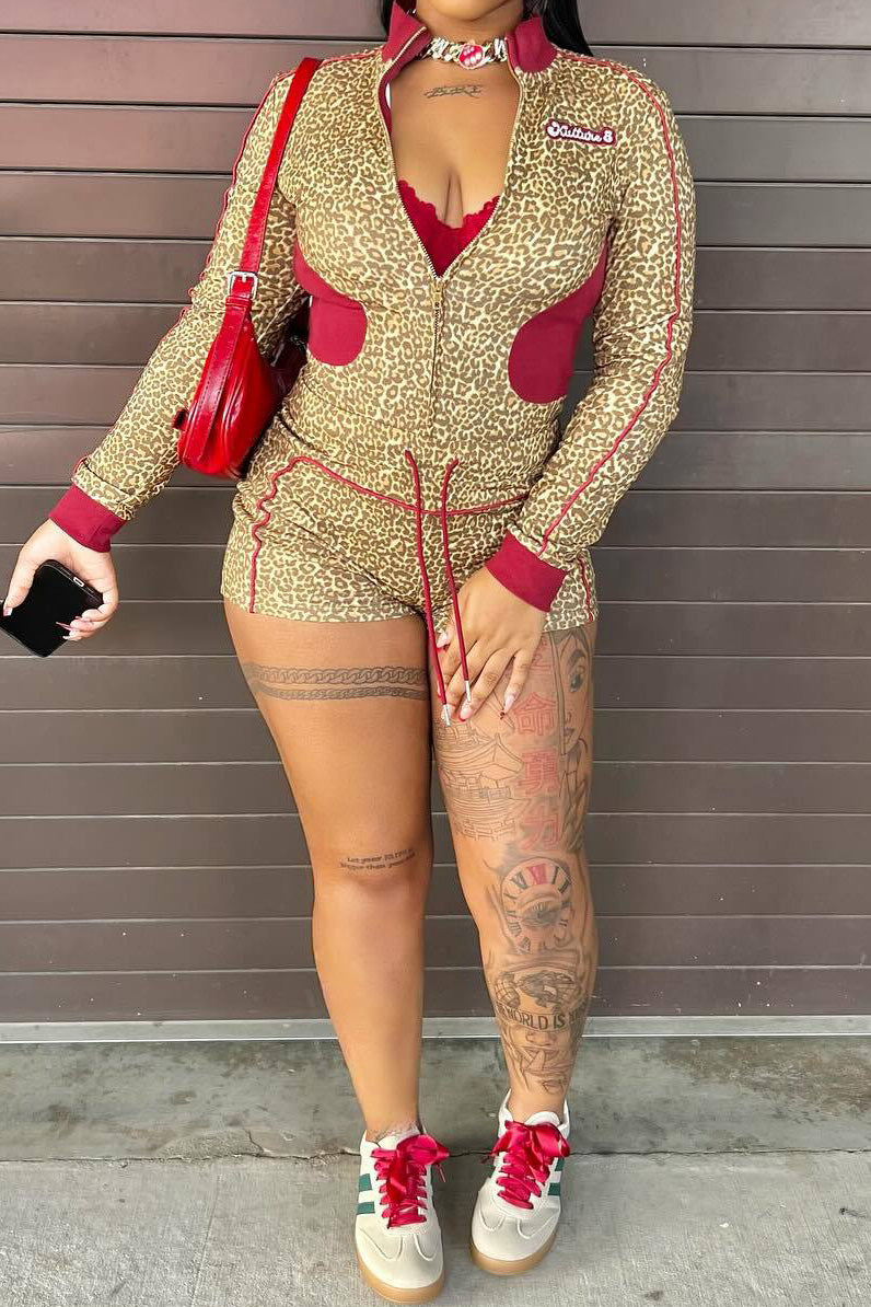 Leopard Print Long Sleeve Stretch Set Lavish Daily