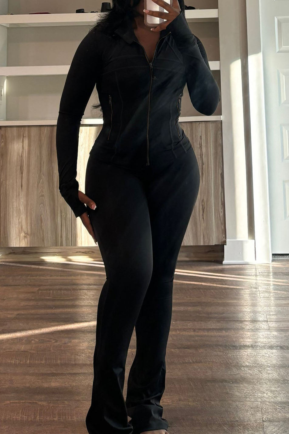 Shape Jacket & Flare Pants Activewear Set Lavish Daily