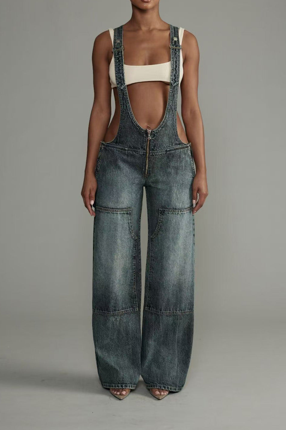 Vintage Wash Wide Leg Denim Overalls Lavish Daily