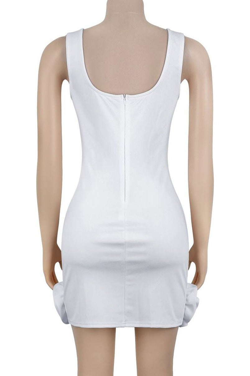 Rhinestone 3D Rosette Hem Mini Dress Lavish Daily