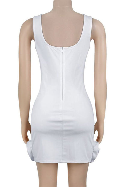Rhinestone 3D Rosette Hem Mini Dress Lavish Daily