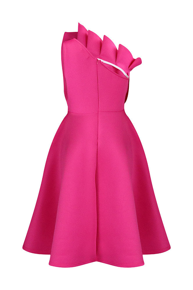 Pleated Asymmetric Cut Long Dress Lavish Daily