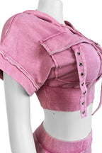 Washed Hoodie Top & Mini Skirt Set Lavish Daily