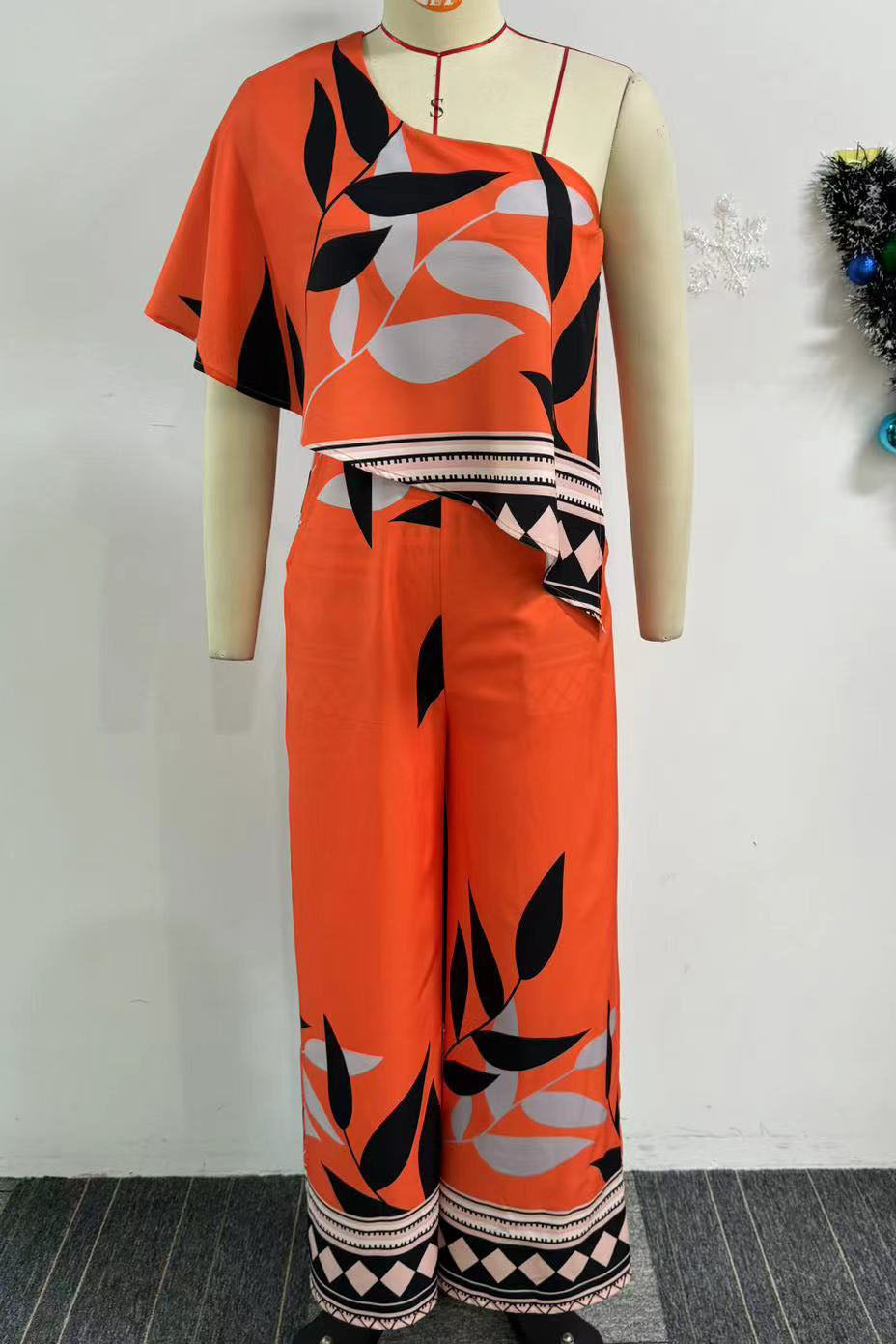 Printed Irregular Wide-leg Jumpsuit Lavish Daily