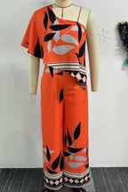 Printed Irregular Wide-leg Jumpsuit Lavish Daily