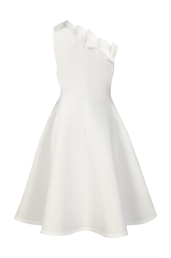 Pleated Asymmetric Cut Long Dress Lavish Daily