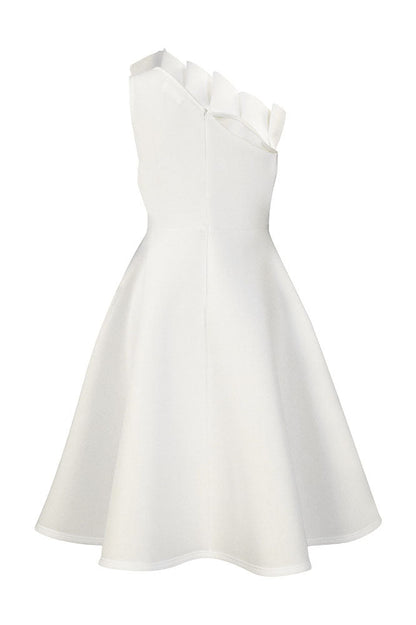 Pleated Asymmetric Cut Long Dress Lavish Daily