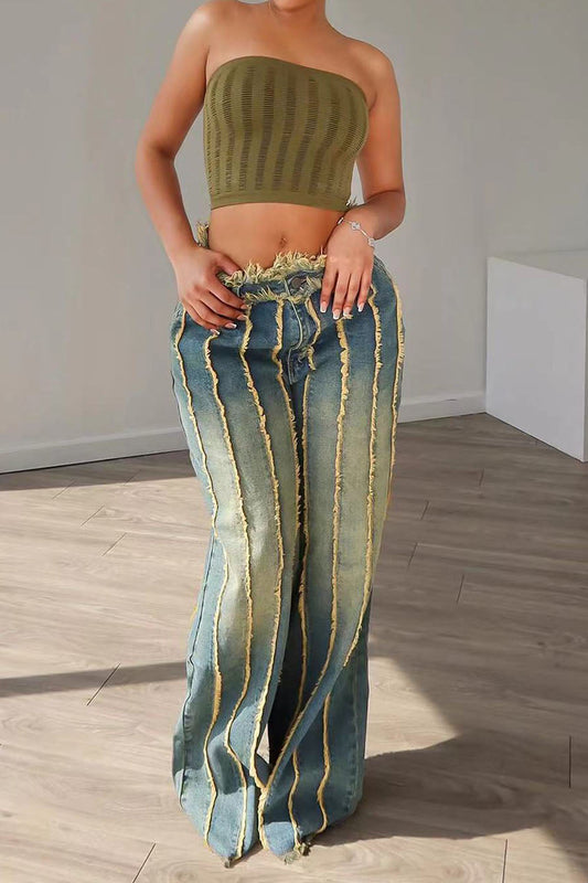 Vintage Wash Seam Straight Leg Jeans Lavish Daily