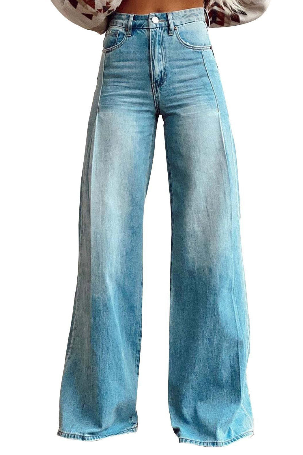 Vintage High Waist Wide Leg Floor Length Jeans Lavish Daily