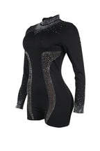 Rhinestone Sheer Stretch Romper Lavish Daily