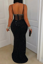 Velvet Sequin Party Dress Lavish Daily