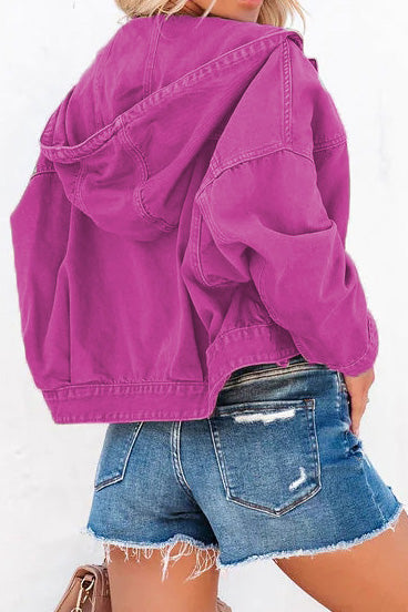Loose Fit Hooded Denim Jacket Lavish Daily