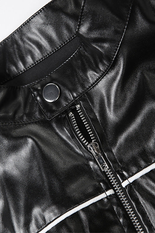 Faux Leather Cropped Jacket Lavish Daily