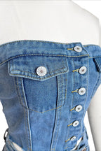 Strapless Denim Shorts Set Lavish Daily