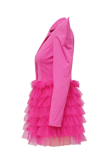 Statement Shoulder Tulle Blazer Dress Lavish Daily