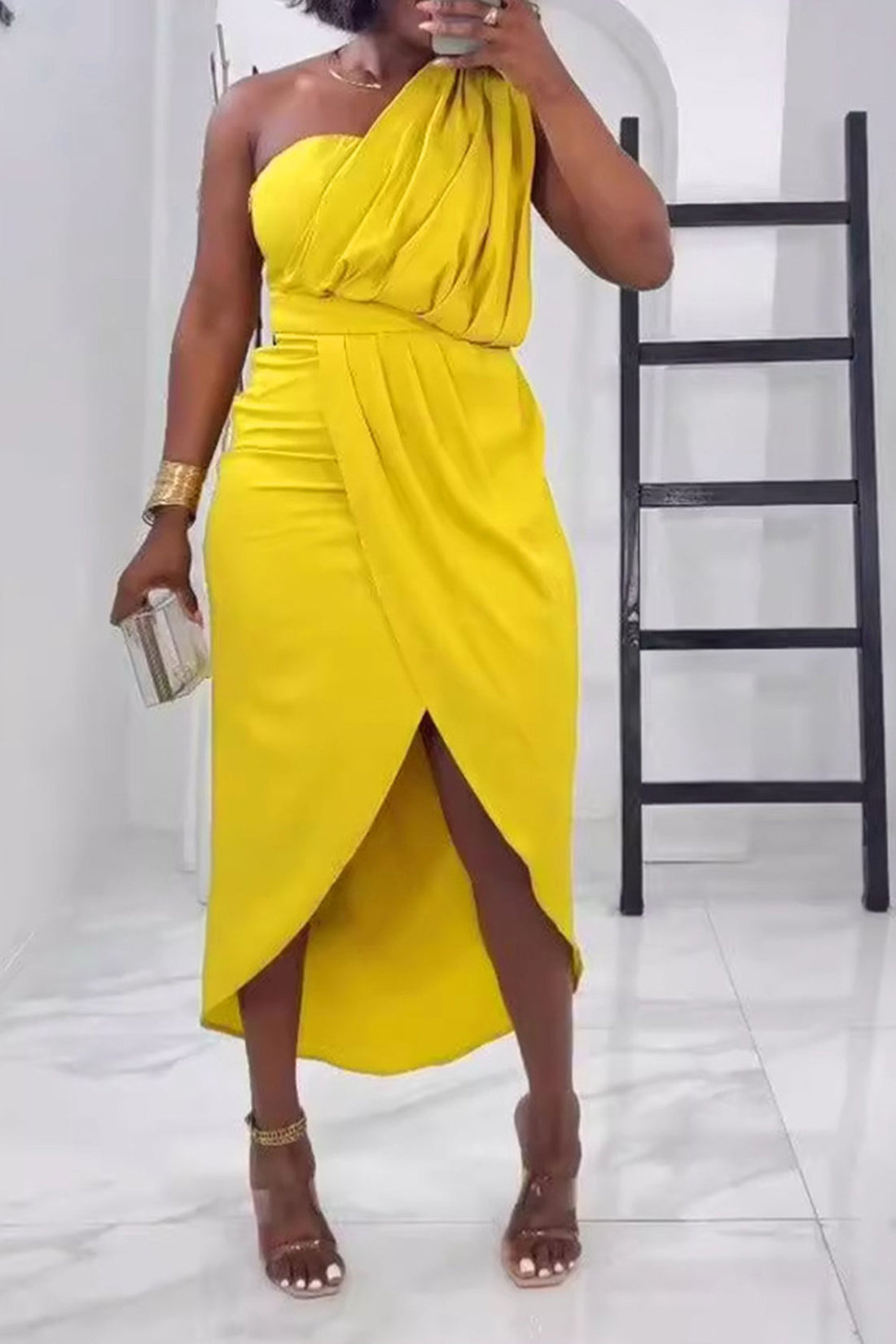 One Shoulder Maxi Dress Lavish Daily