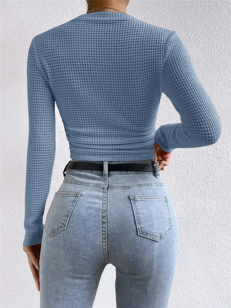 Solid Color Waffle Slim Fit T-Shirt LavishDaily