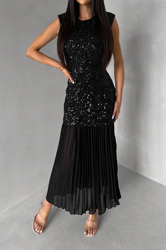 Sparkling Velvet & Chiffon Maxi Dress Lavish Daily