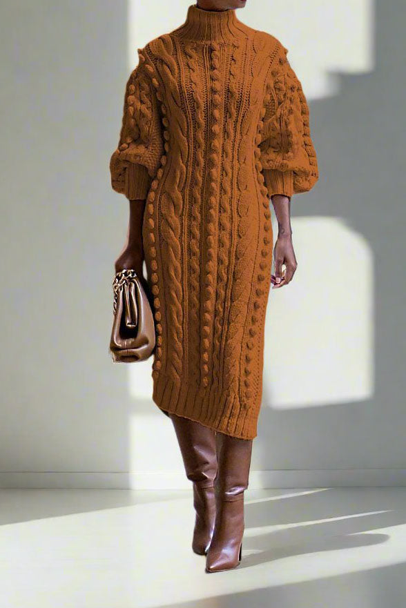 Midi Length Knitted Sweater Dress Lavish Daily