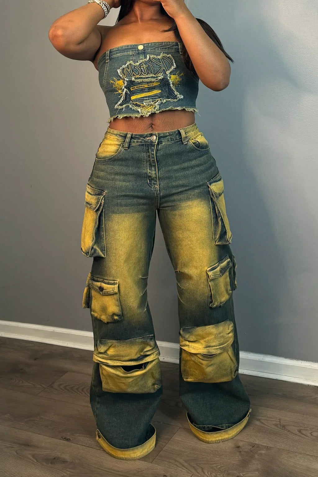 Vintage Loose Fit Multi-Pocket Cargo Jeans Lavish Daily