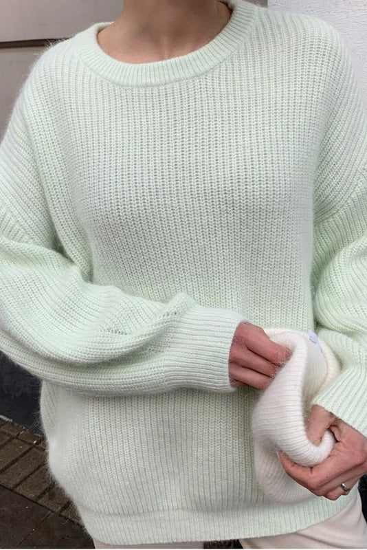 Oversized Striped Knitted Crew Neck Jumper Lavish Daily