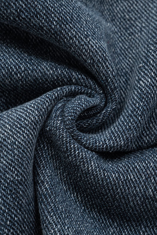 Denim Polo Collar Short Top Coat Lavish Daily