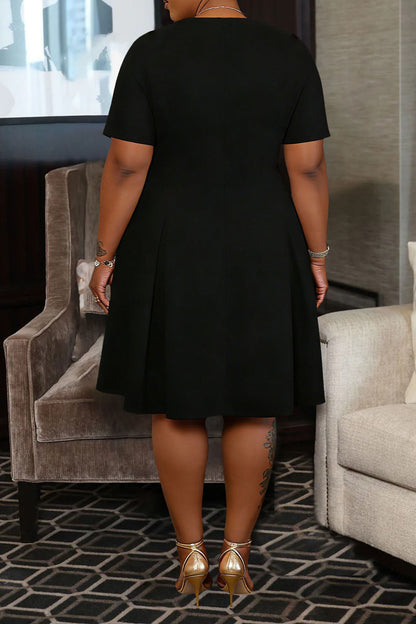Plus Size Button Detail Pleated Dress Lavish Daily
