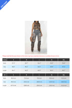Rhinestone Embellished Denim Cargo Pants Lavish Daily