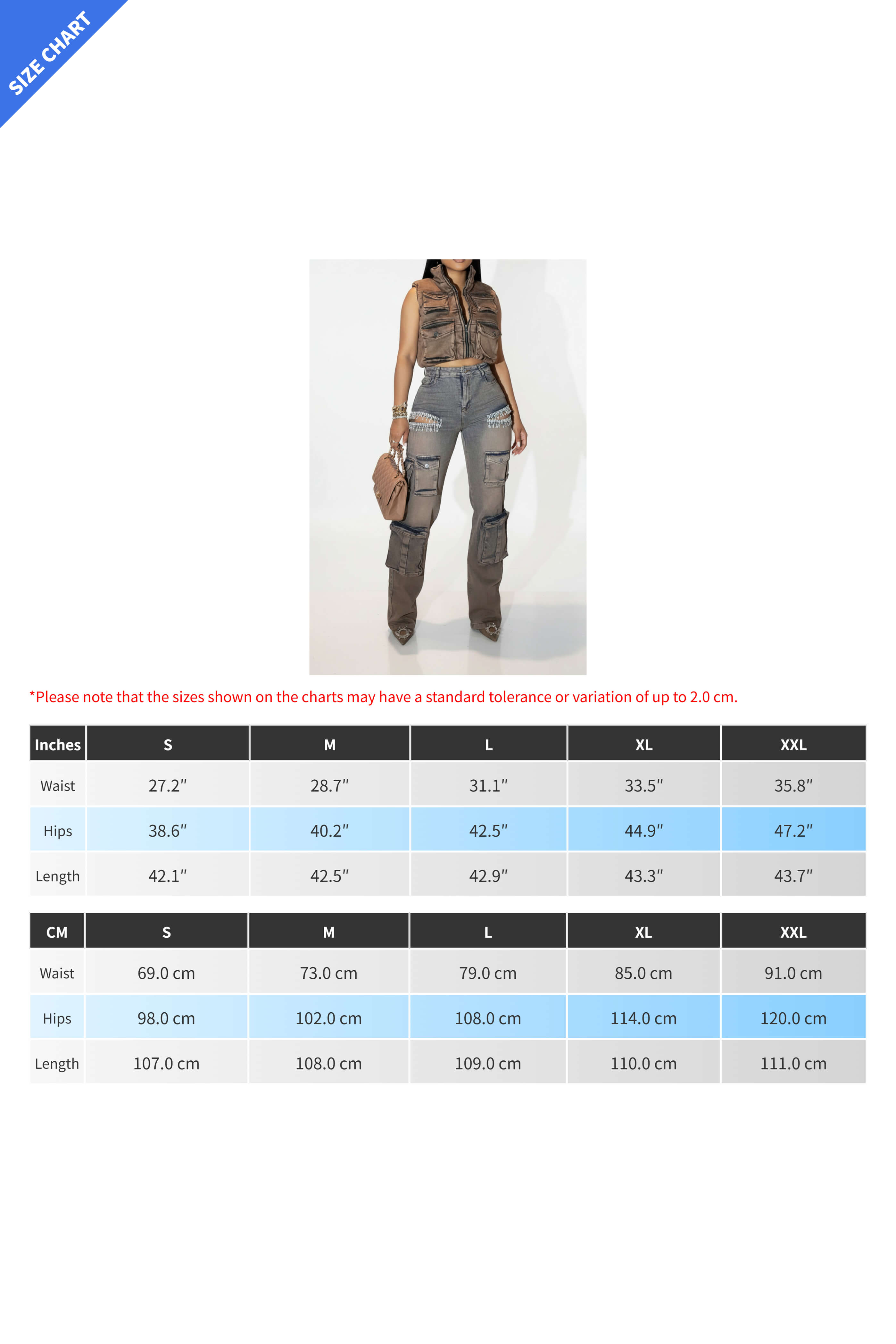 Rhinestone Embellished Denim Cargo Pants Lavish Daily