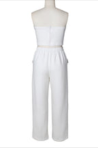 Wide-Leg Pant Suit with Wrap Detail Top Lavish Daily