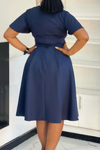 Plus Size Tie-Up Short Sleeve Dress Lavish Daily