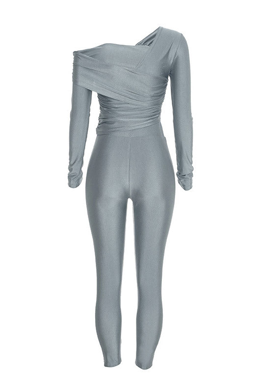 Asymmetric Ruched Top & Leggings Set Lavish Daily
