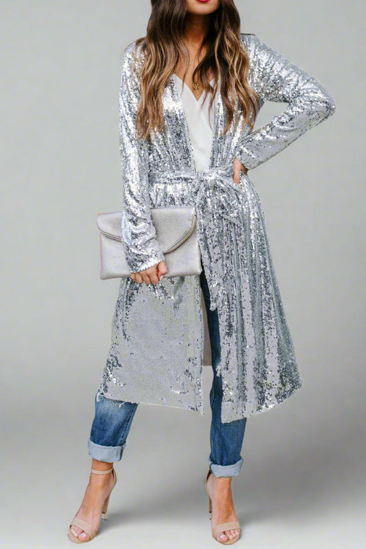 Sequin Wrap Coat Lavish Daily