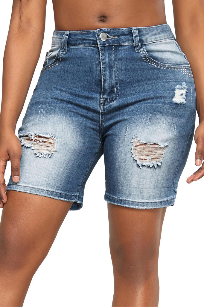High Waist Ripped Denim Shorts Lavish Daily