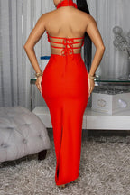 Halter Floral Maxi Dress Lavish Daily