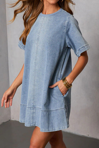 Light Wash Denim T-Shirt Dress Lavish Daily
