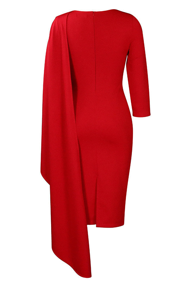 Elegant 3/4 Sleeve Cloak Bodycon Dress Lavish Daily