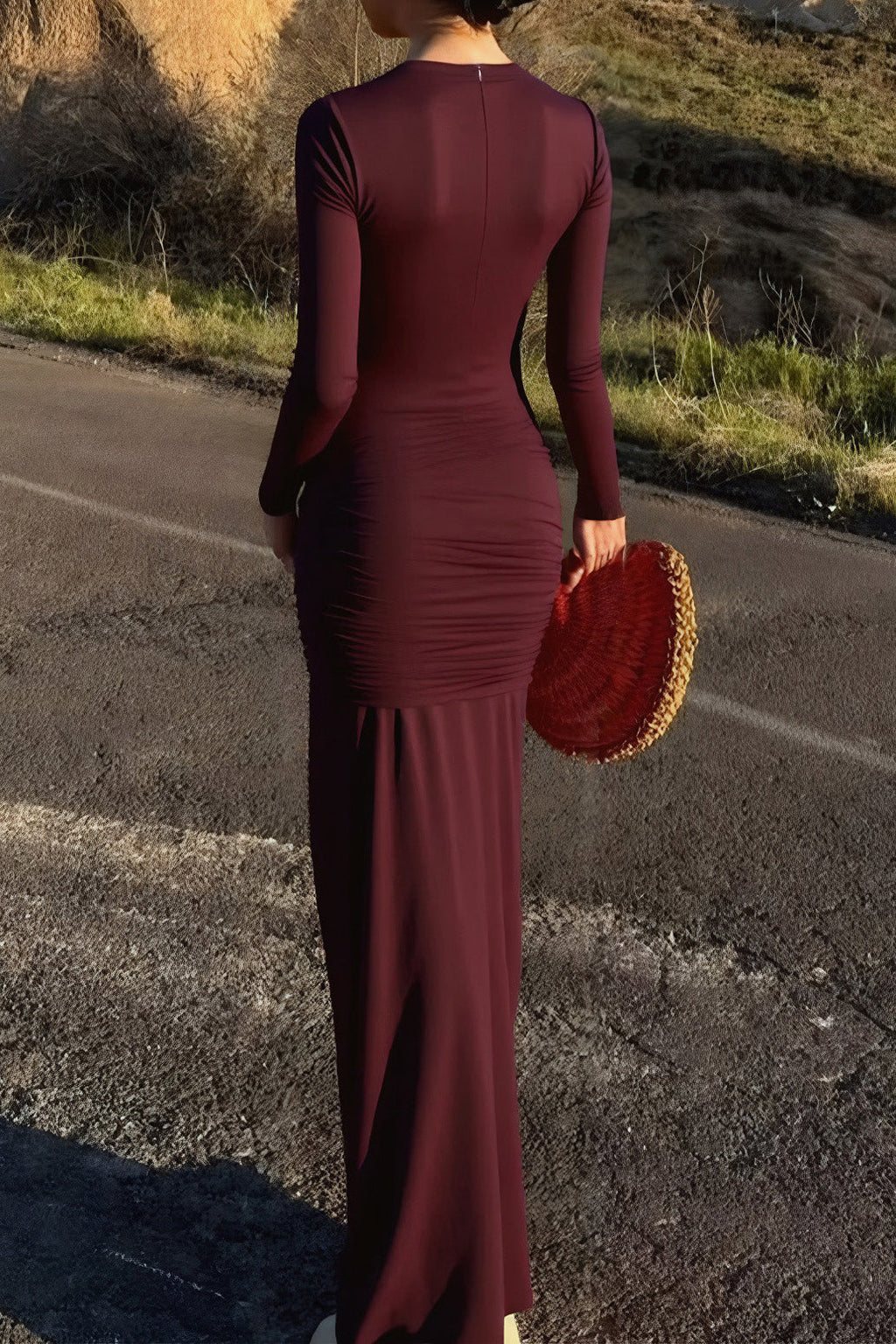 Solid Long Sleeve Cutout Bodycon Dress LavishDaily