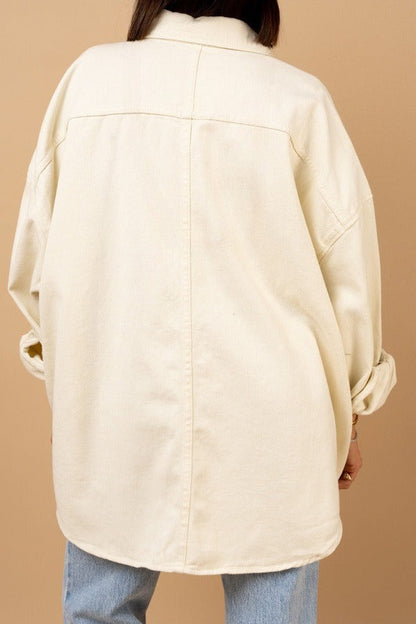 Oversized Statement Button Denim Shacket LavishDaily