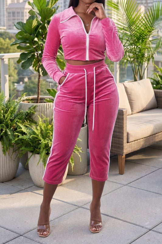 Velour 2-Piece Tracksuit Set Lavish Daily