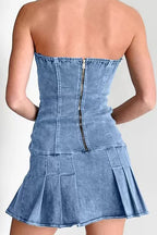 Pleated Lace-Up Mini Dress Lavish Daily