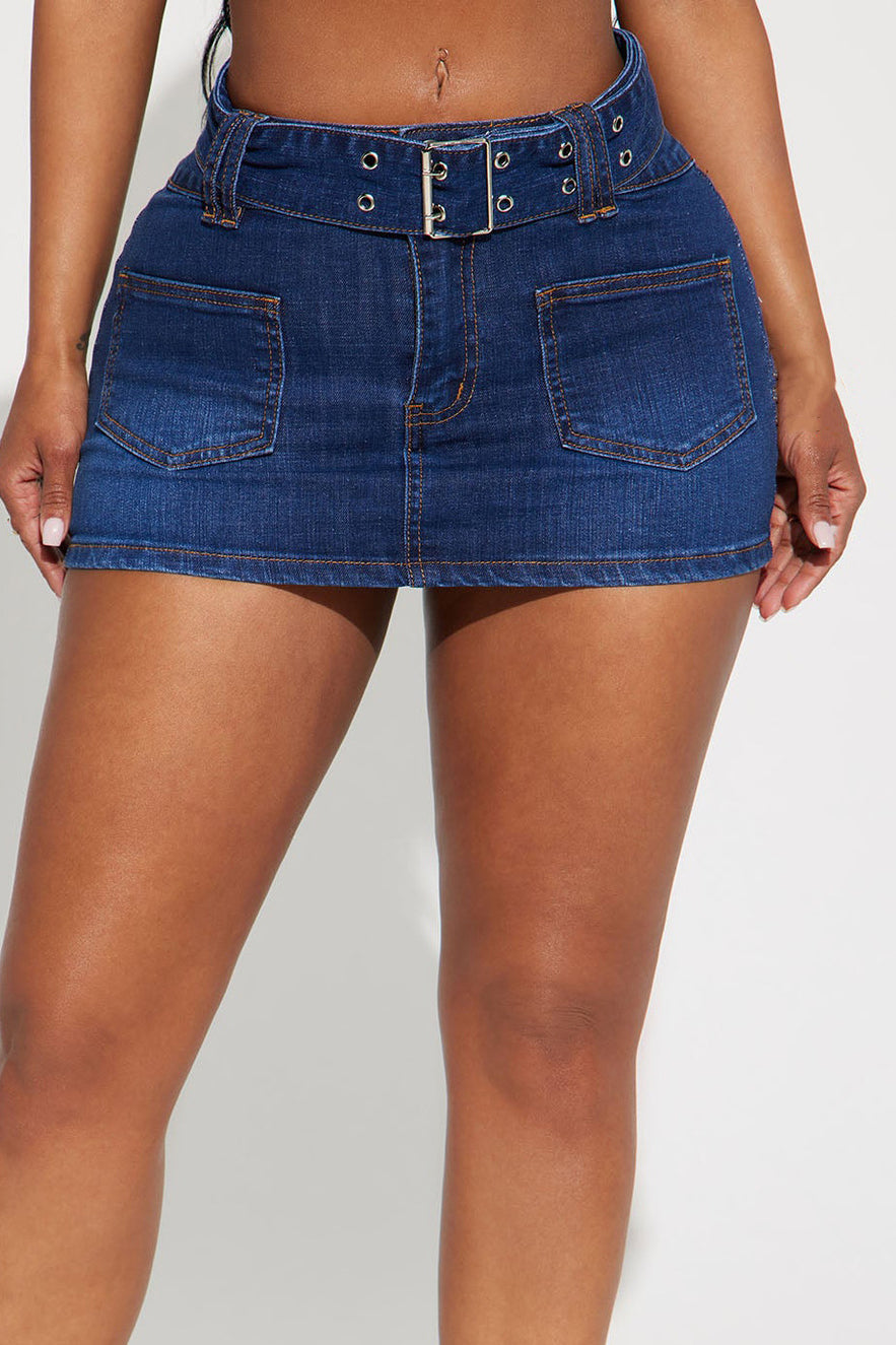 Wash Pocket Front Reverse Look Denim Mini Skirt Lavish Daily