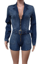 Denim Stretch Romper Lavish Daily
