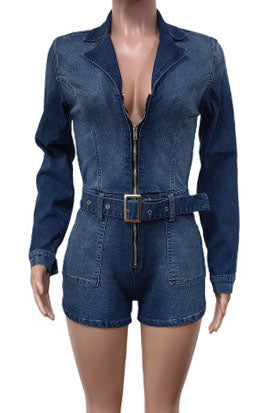 Denim Stretch Romper Lavish Daily